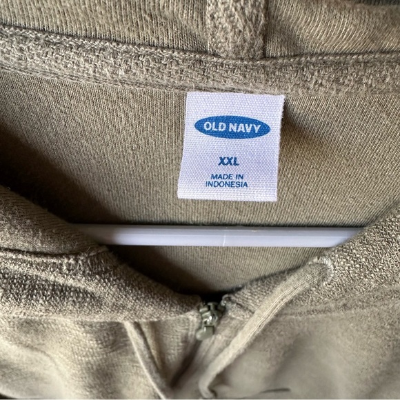 Old Navy Cropped Lightweight Olive Green Full Zip Hooded Sweatshirt - Picture 6 of 8
